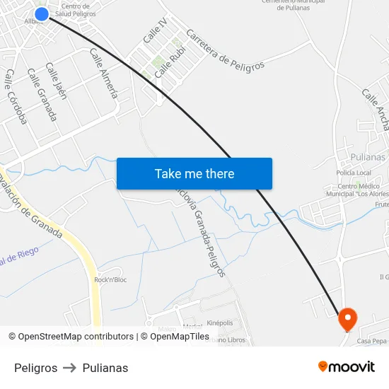 Peligros to Pulianas map