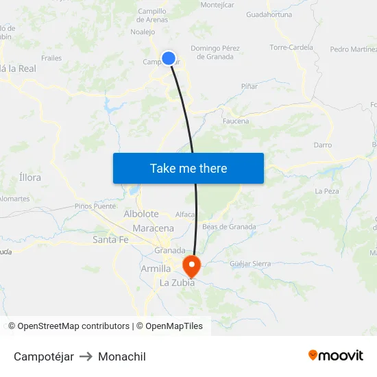 Campotéjar to Monachil map
