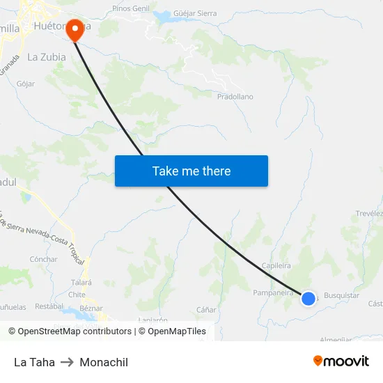 La Taha to Monachil map