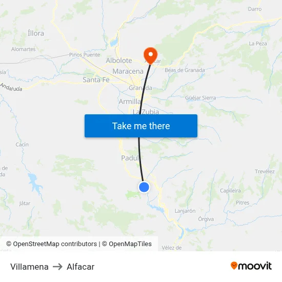 Villamena to Alfacar map