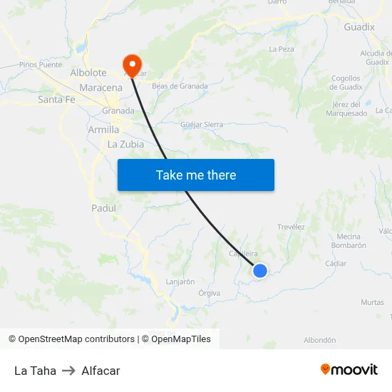 La Taha to Alfacar map
