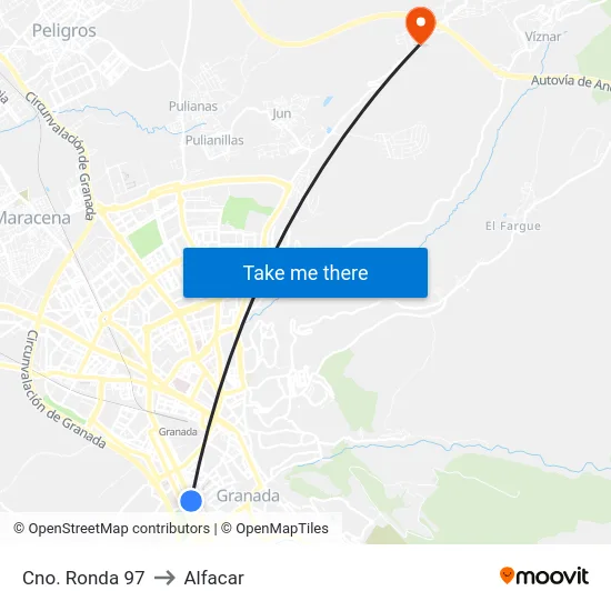 Cno. Ronda 97 to Alfacar map