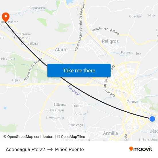 Aconcagua Fte 22 to Pinos Puente map