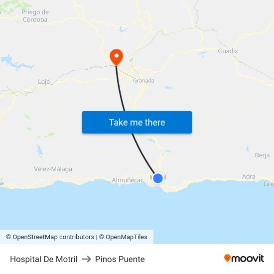 Hospital De Motril to Pinos Puente map