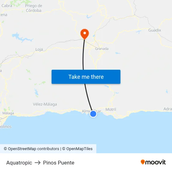 Aquatropic to Pinos Puente map