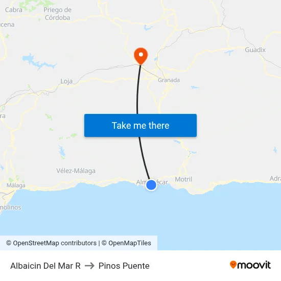 Albaicin Del Mar R to Pinos Puente map