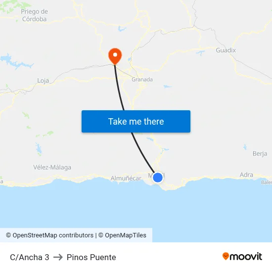 C/Ancha 3 to Pinos Puente map