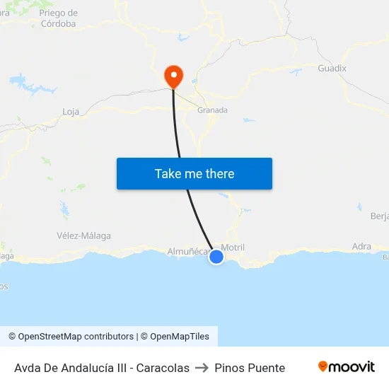 Avda De Andalucía III - Caracolas to Pinos Puente map
