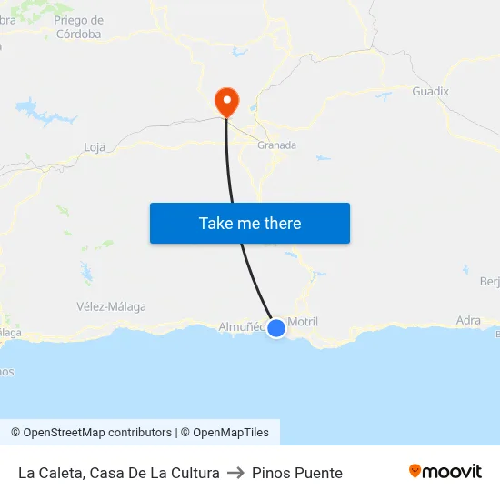 La Caleta, Casa De La Cultura to Pinos Puente map