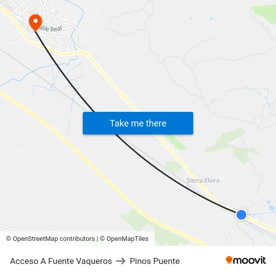 Acceso A Fuente Vaqueros to Pinos Puente map