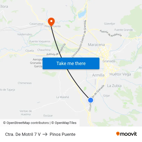Ctra. De Motril 7 V to Pinos Puente map