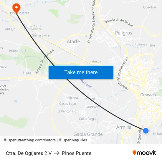 Ctra. De Ogíjares 2 V to Pinos Puente map