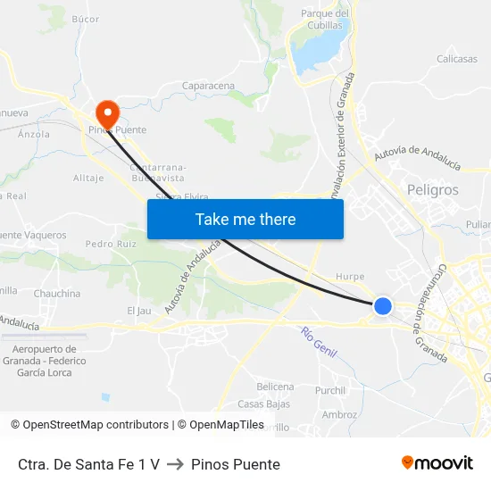 Ctra. De Santa Fe 1 V to Pinos Puente map