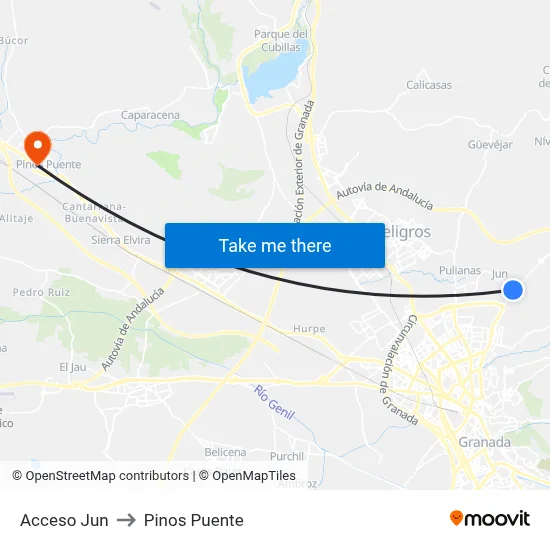 Acceso Jun to Pinos Puente map
