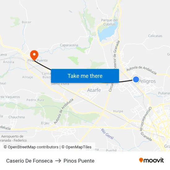 Caserío De Fonseca to Pinos Puente map