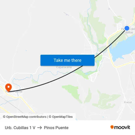 Urb. Cubillas 1 V to Pinos Puente map
