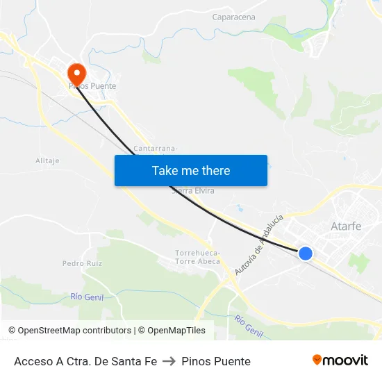 Acceso A Ctra. De Santa Fe to Pinos Puente map
