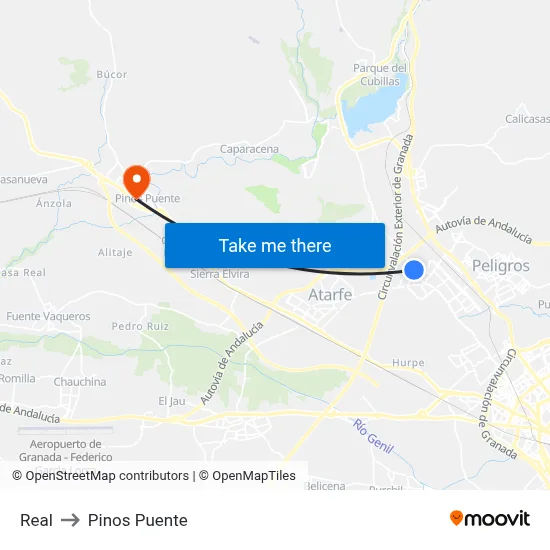 Real to Pinos Puente map