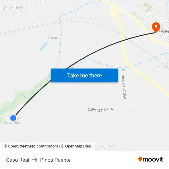 Casa Real to Pinos Puente map