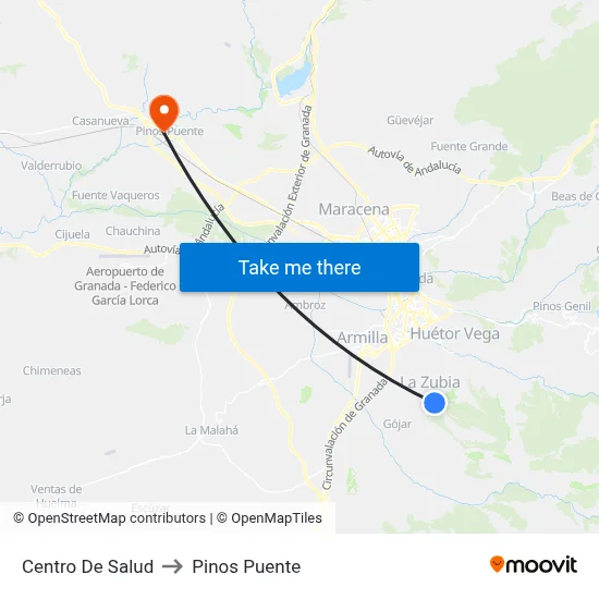 Centro De Salud to Pinos Puente map