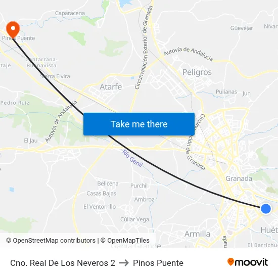 Cno. Real De Los Neveros 2 to Pinos Puente map