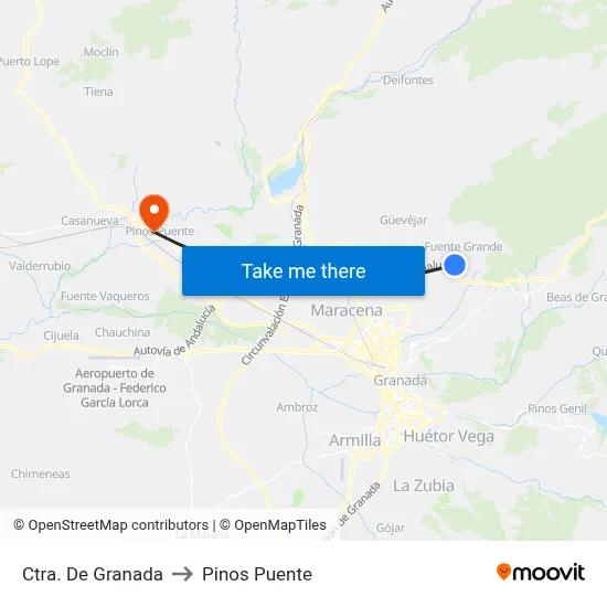 Ctra. De Granada to Pinos Puente map