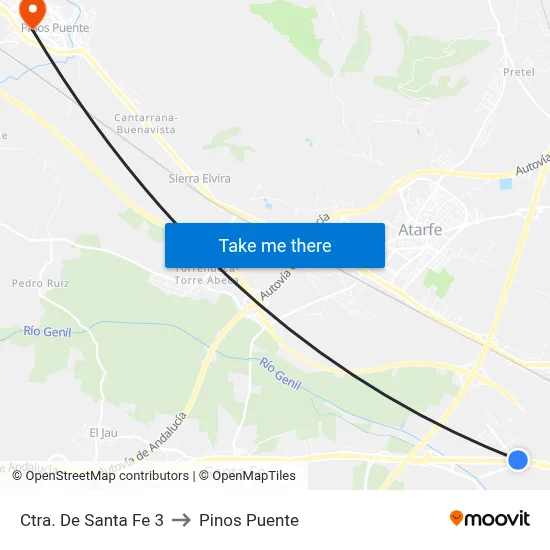 Ctra. De Santa Fe 3 to Pinos Puente map