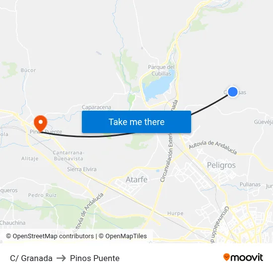 C/ Granada to Pinos Puente map