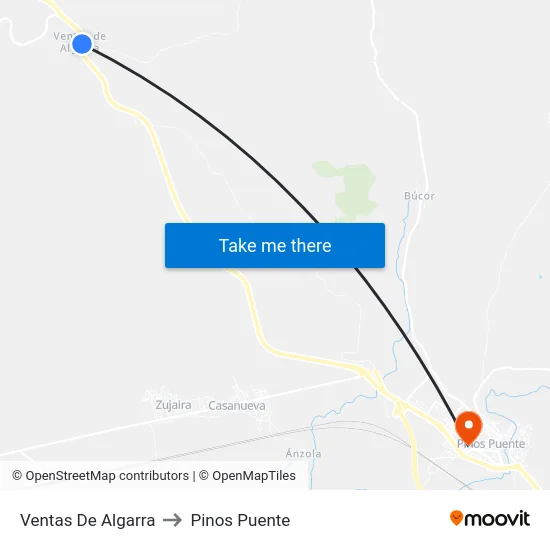 Ventas De Algarra to Pinos Puente map