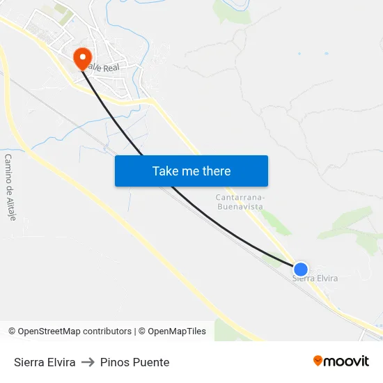 Sierra Elvira to Pinos Puente map