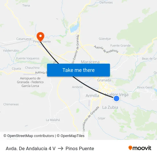 Avda. De Andalucía 4 V to Pinos Puente map