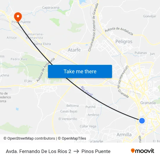 Avda. Fernando De Los Ríos 2 to Pinos Puente map