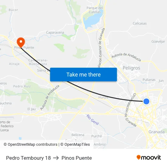 Pedro Temboury 18 to Pinos Puente map