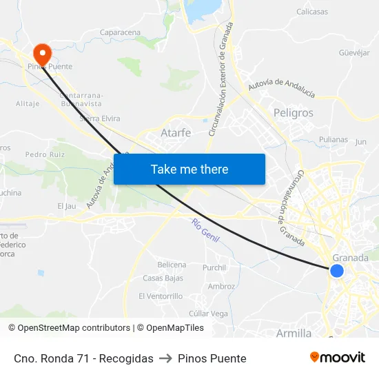 Cno. Ronda 71 - Recogidas to Pinos Puente map