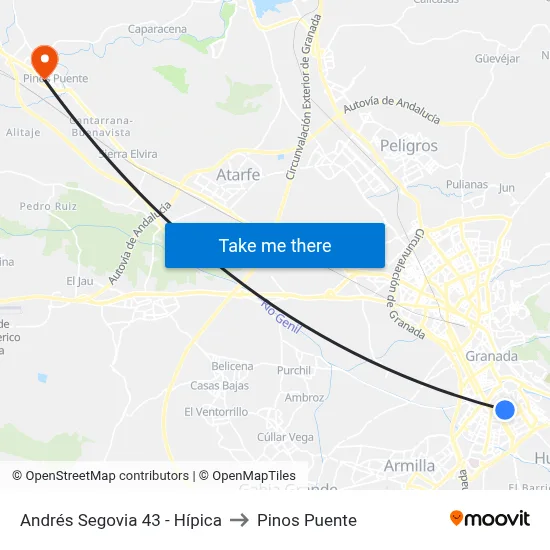 Andrés Segovia 43 - Hípica to Pinos Puente map