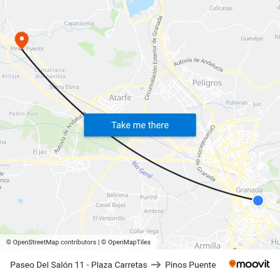 Paseo Del Salón 11 - Plaza Carretas to Pinos Puente map