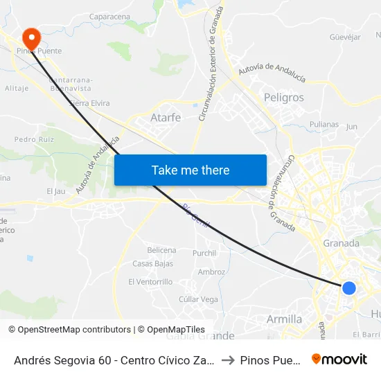 Andrés Segovia 60 - Centro Cívico Zaidín to Pinos Puente map