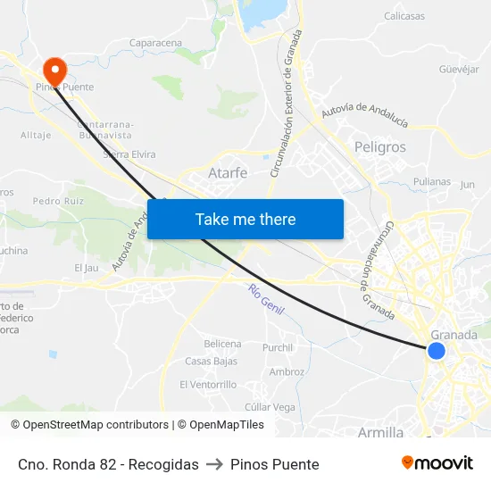 Cno. Ronda 82 - Recogidas to Pinos Puente map
