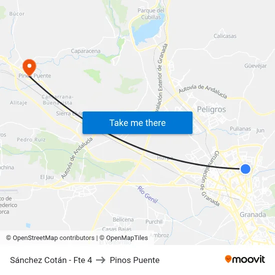 Sánchez Cotán - Fte 4 to Pinos Puente map