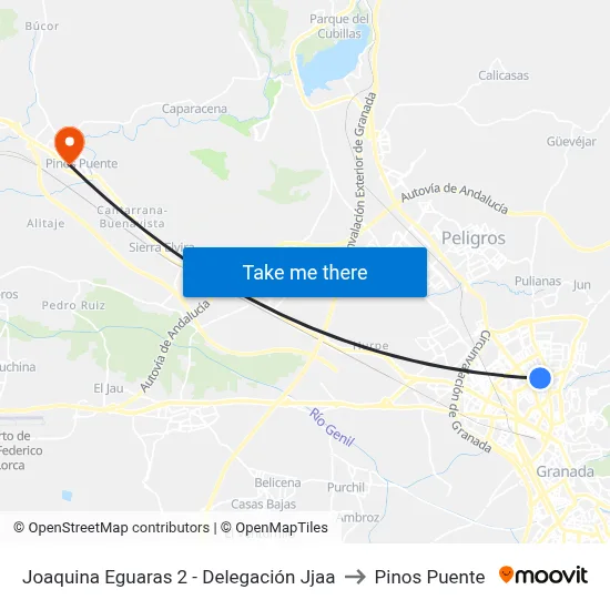 Joaquina Eguaras 2 - Delegación Jjaa to Pinos Puente map