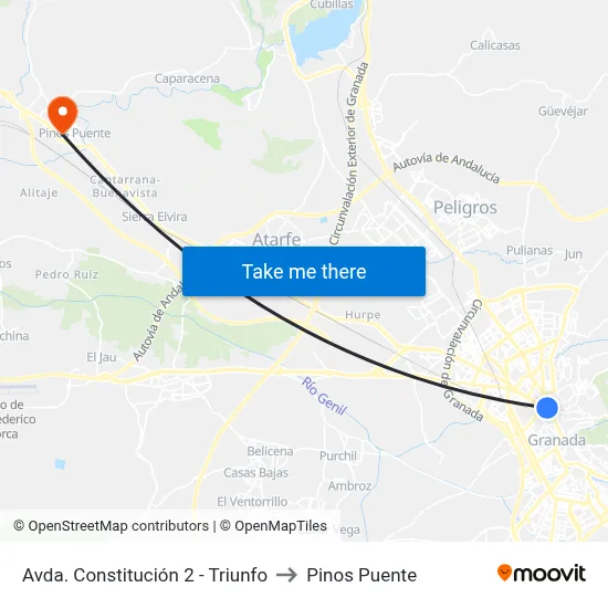 Avda. Constitución 2 - Triunfo to Pinos Puente map