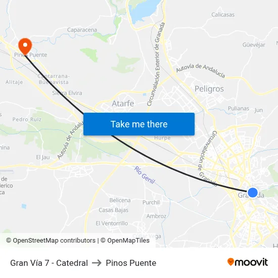 Gran Vía 7 - Catedral to Pinos Puente map