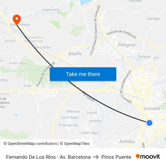Fernando De Los Ríos - Av. Barcelona to Pinos Puente map