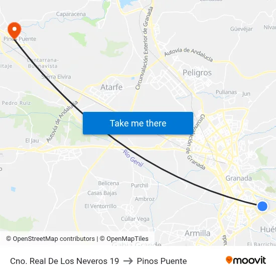 Cno. Real De Los Neveros 19 to Pinos Puente map