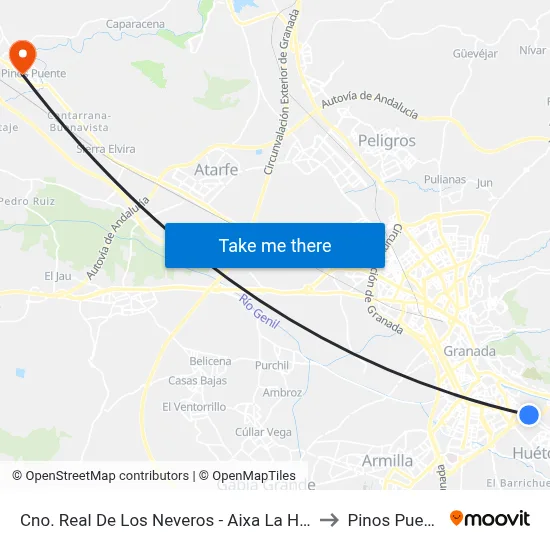 Cno. Real De Los Neveros - Aixa La Horra to Pinos Puente map