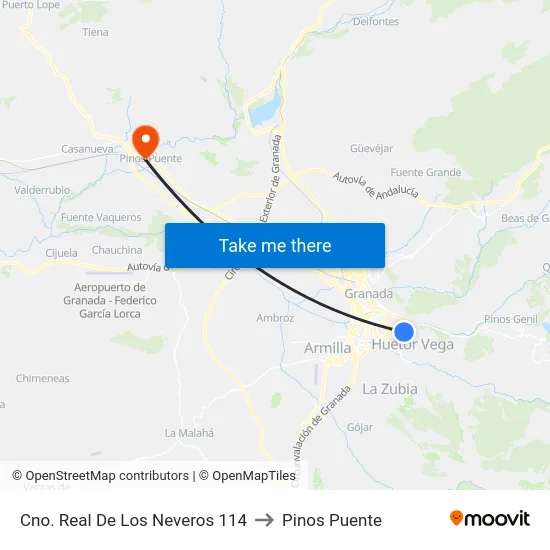Cno. Real De Los Neveros 114 to Pinos Puente map