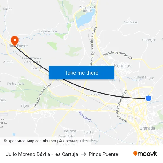 Julio Moreno Dávila - Ies Cartuja to Pinos Puente map