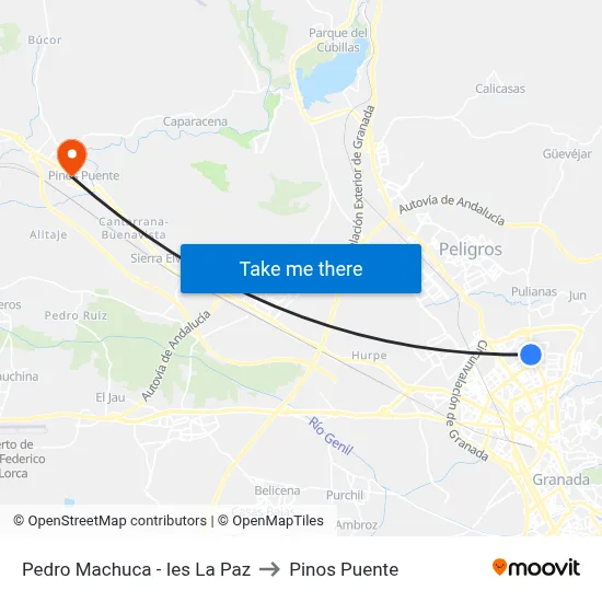 Pedro Machuca - Ies La Paz to Pinos Puente map