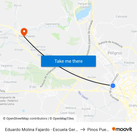 Eduardo Molina Fajardo - Escuela Gerencia to Pinos Puente map