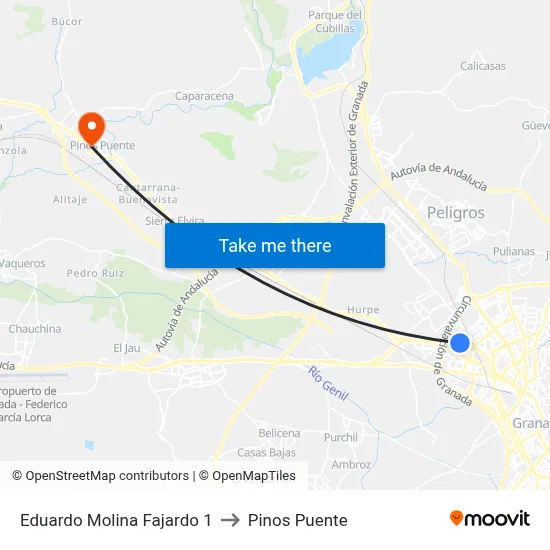 Eduardo Molina Fajardo 1 to Pinos Puente map